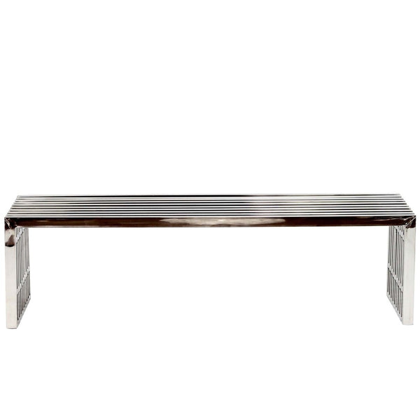 Modway Furniture Gridiron Stainless Steel Benches Set of 2 - Modern, Elegant Seating for Home or Commercial Spaces EEI-868