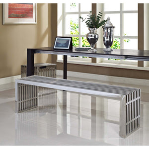 Modway Furniture Gridiron Stainless Steel Benches Set of 2 - Modern, Elegant Seating for Home or Commercial Spaces EEI-868