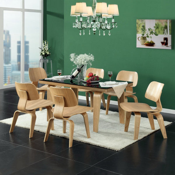 Modway Furniture Fathom Dining Chairs Set of 2 - Natural Wood, Ergonomic Comfort for Modern Dining Spaces EEI-870-NAT