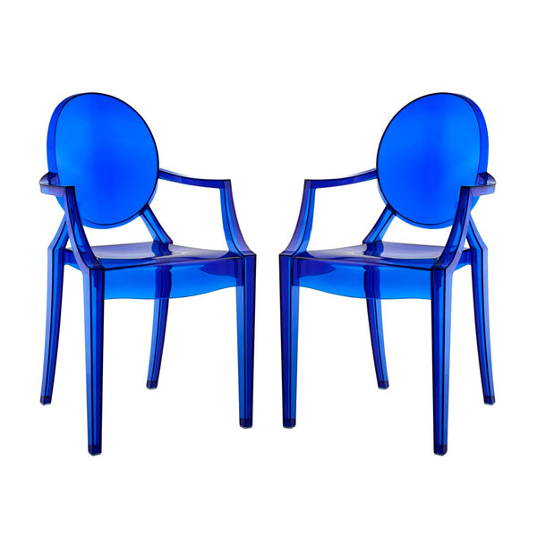 Modway Furniture Casper Dining Armchairs Set of 2 - Contemporary Elegance with Sculptural Design for Stylish Spaces Blue EEI-905-BLU