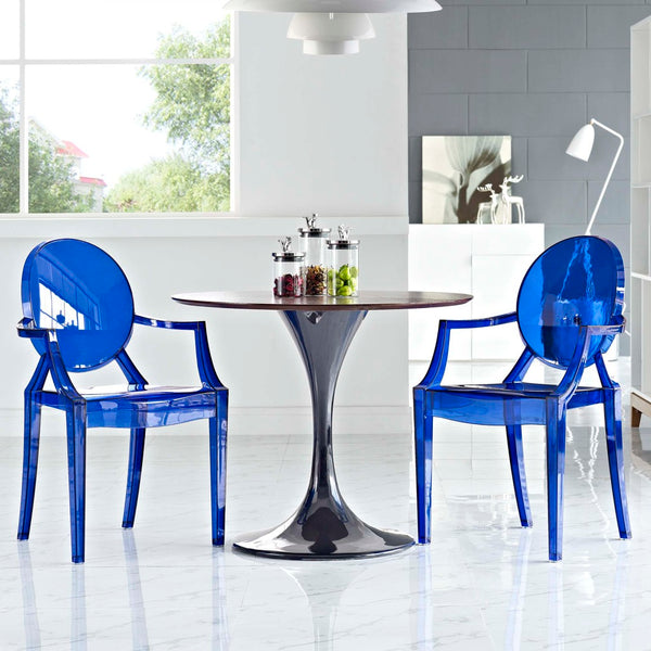 Modway Furniture Casper Dining Armchairs Set of 2 - Contemporary Elegance with Sculptural Design for Stylish Spaces Blue EEI-905-BLU