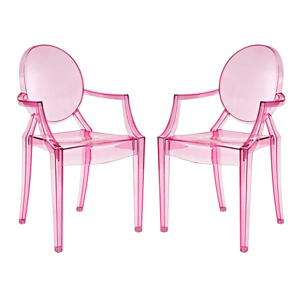 Modway Furniture Casper Dining Armchairs Set of 2 - Contemporary Elegance with Sculptural Design for Stylish Spaces Pink EEI-905-PNK