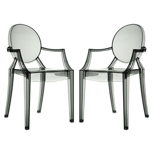 Modway Furniture Casper Dining Armchairs Set of 2 - Contemporary Elegance with Sculptural Design for Stylish Spaces Smoke EEI-905-SMK