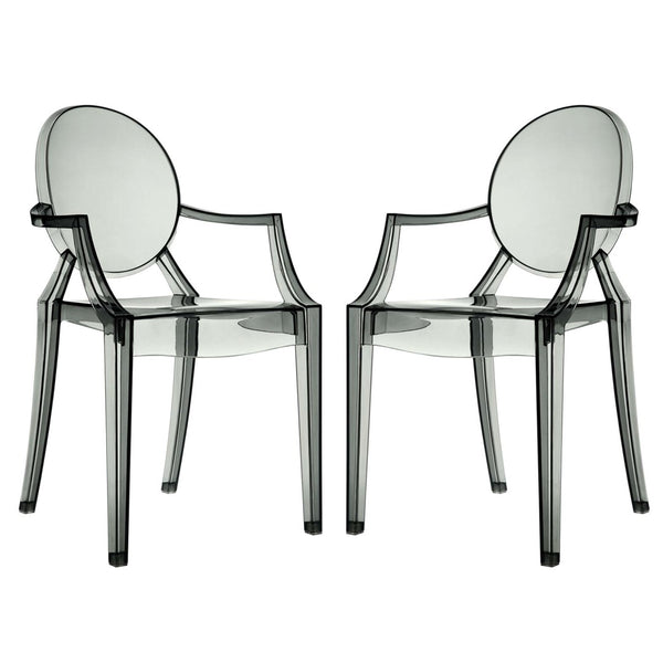 Modway Furniture Casper Dining Armchairs Set of 2 - Contemporary Elegance with Sculptural Design for Stylish Spaces Smoke EEI-905-SMK