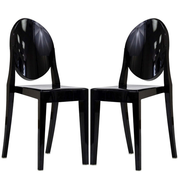 Modway Furniture Casper Dining Chairs Set of 2 – Modern Ergonomic Design for Stylish Seating in Any Space Black EEI-906-BLK