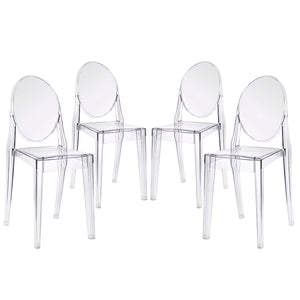 Modway Furniture Casper Dining Chairs Set of 4 – Sculptural Modern Design for Comfort & Versatile Indoor/Outdoor Use EEI-908-CLR
