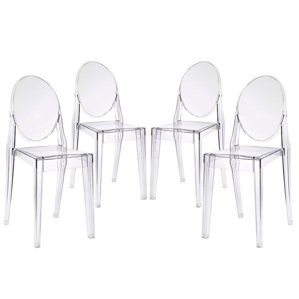 Modway Furniture Casper Dining Chairs Set of 4 – Sculptural Modern Design for Comfort & Versatile Indoor/Outdoor Use EEI-908-CLR
