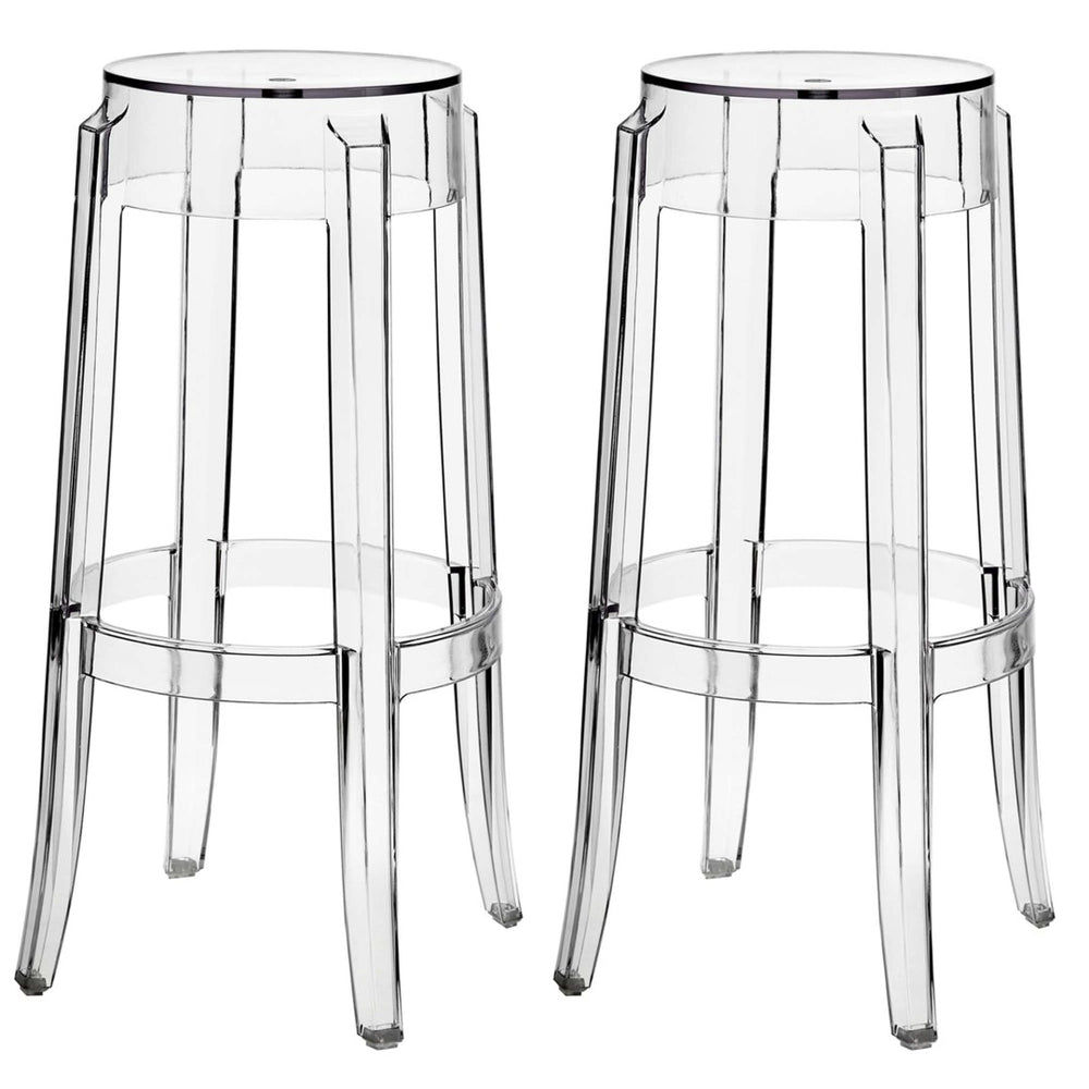 Modway Furniture Casper Clear Acrylic Bar Stool Set of 2 - Modern Backless Design for Kitchens & Home Bars EEI-909-CLR