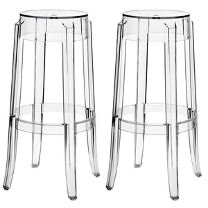 Modway Furniture Casper Clear Acrylic Bar Stool Set of 2 - Modern Backless Design for Kitchens & Home Bars EEI-909-CLR