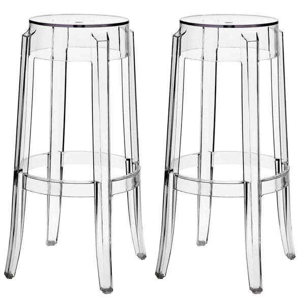 Modway Furniture Casper Clear Acrylic Bar Stool Set of 2 - Modern Backless Design for Kitchens & Home Bars EEI-909-CLR