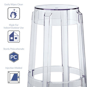 Modway Furniture Casper Clear Acrylic Bar Stool Set of 2 - Modern Backless Design for Kitchens & Home Bars EEI-909-CLR