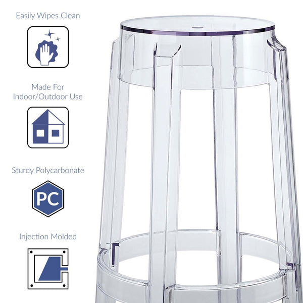 Modway Furniture Casper Clear Acrylic Bar Stool Set of 2 - Modern Backless Design for Kitchens & Home Bars EEI-909-CLR