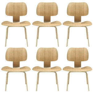 Modway Furniture Fathom Set of 6 Dining Chairs – Natural Wood, Ergonomic Design for Modern Dining Spaces & Comfort EEI-910-NAT