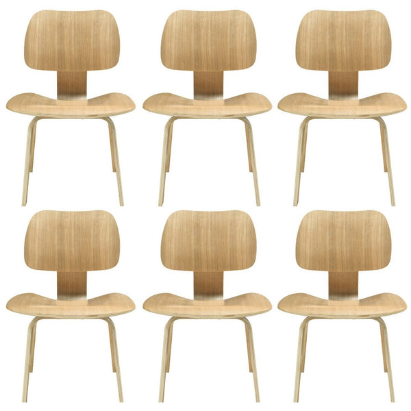 Modway Furniture Fathom Set of 6 Dining Chairs – Natural Wood, Ergonomic Design for Modern Dining Spaces & Comfort EEI-910-NAT