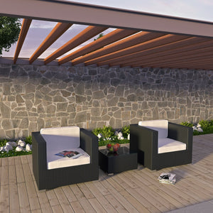 Modway Furniture Burrow 3 Piece Outdoor Patio Sofa Set - Modern Rattan Lounge for Cozy Gatherings and Dining Espresso White EEI-995-EXP-WHI-SET