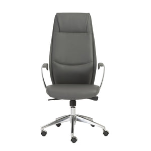 EE Test Vendor Crosby High Back Leatherette Executive Chair with Aluminum Arms and Gas Lift EETEST-00472GRY