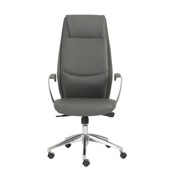 EE Test Vendor Crosby High Back Leatherette Executive Chair with Aluminum Arms and Gas Lift EETEST-00472GRY