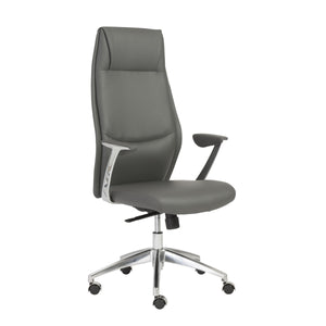 Crosby High Back Leatherette Executive Chair with Aluminum Arms and Gas Lift