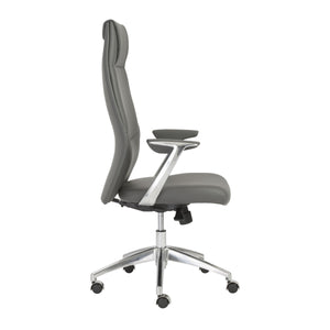 Crosby High Back Leatherette Executive Chair with Aluminum Arms and Gas Lift