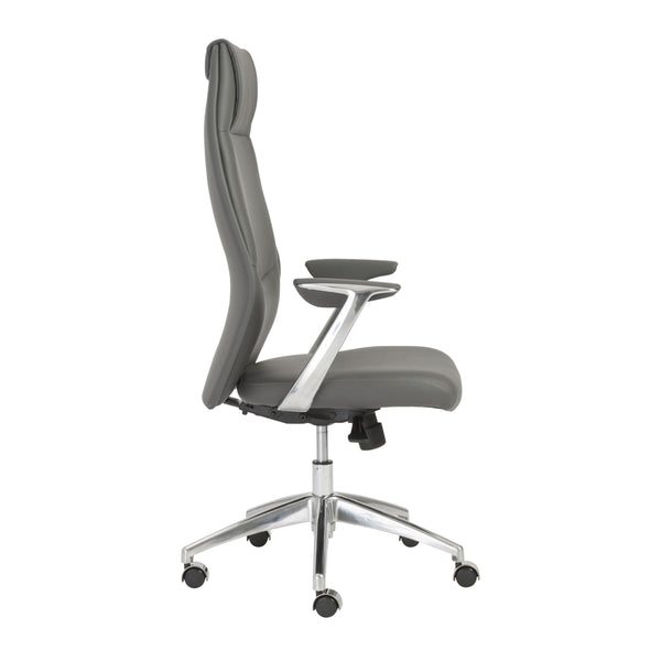 Crosby High Back Leatherette Executive Chair with Aluminum Arms and Gas Lift