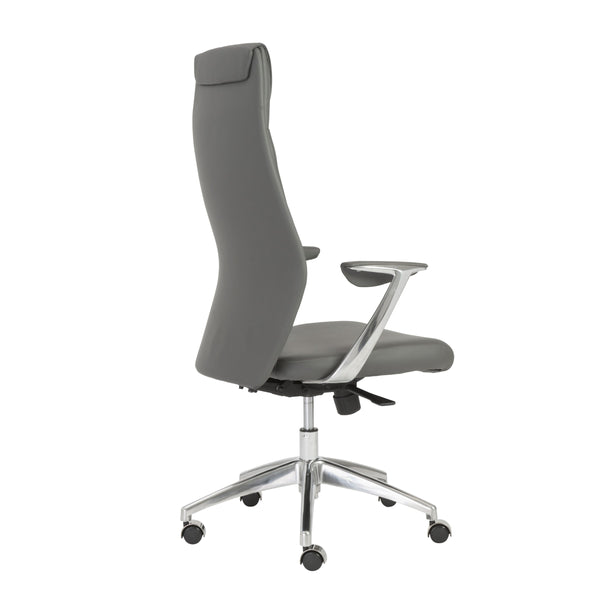 Crosby High Back Leatherette Executive Chair with Aluminum Arms and Gas Lift