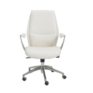 EE Test Vendor Crosby Leatherette Low Back Task Chair with Aluminum Arms and Adjustable Gas Lift EETEST-00473WHT