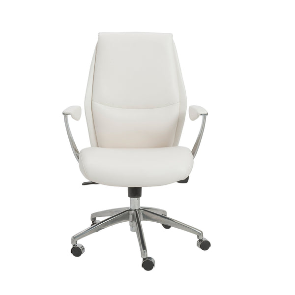 EE Test Vendor Crosby Leatherette Low Back Task Chair with Aluminum Arms and Adjustable Gas Lift EETEST-00473WHT