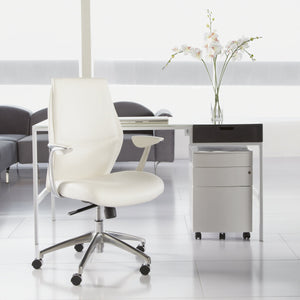 Crosby Leatherette Low Back Task Chair with Aluminum Arms and Adjustable Gas Lift