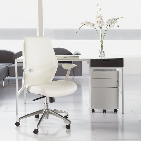 Crosby Leatherette Low Back Task Chair with Aluminum Arms and Adjustable Gas Lift