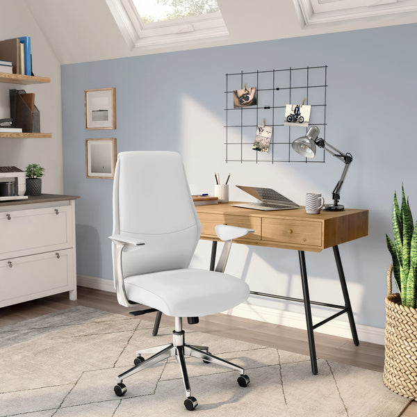 Crosby Leatherette Low Back Task Chair with Aluminum Arms and Adjustable Gas Lift