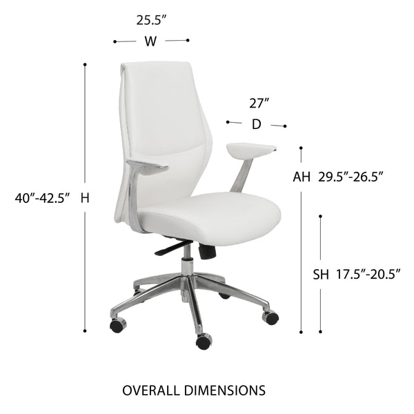 Crosby Leatherette Low Back Task Chair with Aluminum Arms and Adjustable Gas Lift