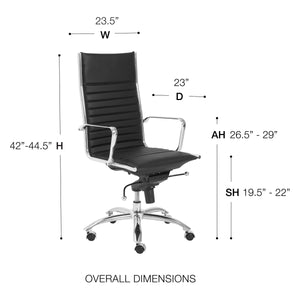 Dirk Ergonomic High Back Office Chair with Bungee Seat and Chrome Base for Modern Workspace