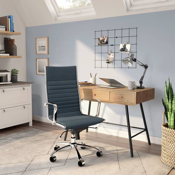 Dirk Ergonomic High Back Office Chair with Bungee Seat and Chrome Base for Modern Workspace