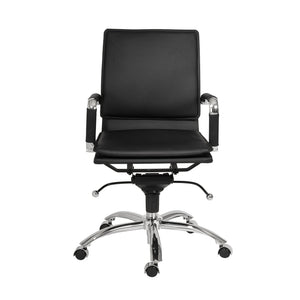 EE Test Vendor Gunar Pro Low Back Office Chair with Tilt Mechanism and Chrome Rolling Base for Home Workspace Black EETEST-01263BLK