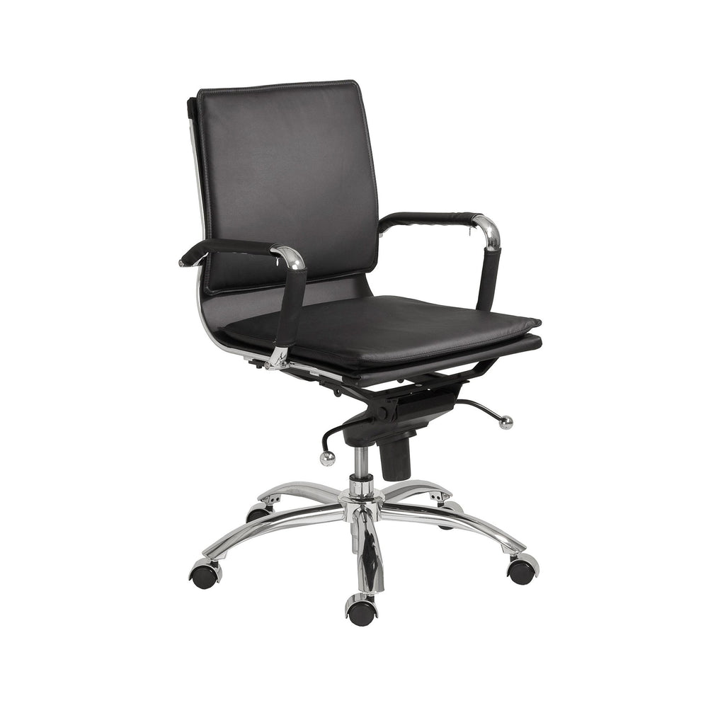 EE Test Vendor Gunar Pro Low Back Office Chair with Tilt Mechanism and Chrome Rolling Base for Home Workspace Black EETEST-01263BLK