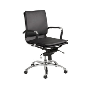Gunar Pro Low Back Office Chair with Tilt Mechanism and Chrome Rolling Base for Home Workspace