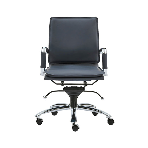 Gunar Pro Low Back Office Chair with Tilt Mechanism and Chrome Rolling Base for Home Workspace