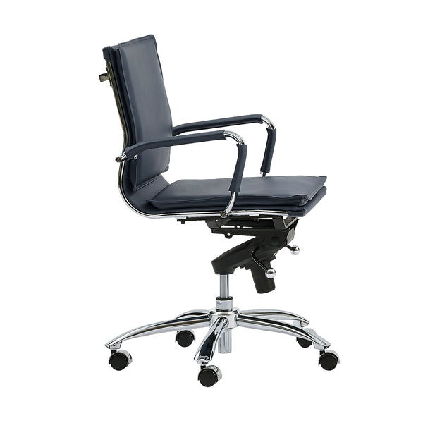 Gunar Pro Low Back Office Chair with Tilt Mechanism and Chrome Rolling Base for Home Workspace