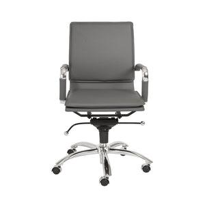Gunar Pro Low Back Office Chair with Tilt Mechanism and Chrome Rolling Base for Home Workspace