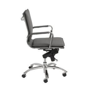 Gunar Pro Low Back Office Chair with Tilt Mechanism and Chrome Rolling Base for Home Workspace