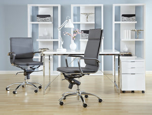 Gunar Pro Low Back Office Chair with Tilt Mechanism and Chrome Rolling Base for Home Workspace