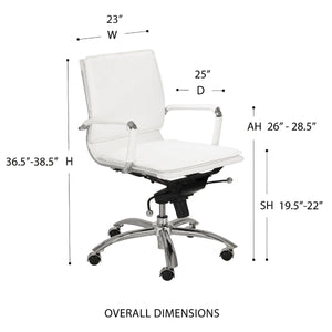 Gunar Pro Low Back Office Chair with Tilt Mechanism and Chrome Rolling Base for Home Workspace