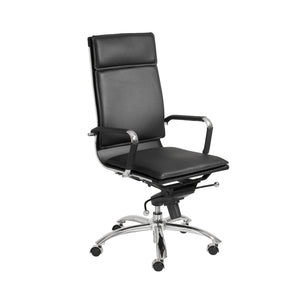 Gunar Pro High Back Executive Office Chair with Tilt Mechanism and Polished Steel Base