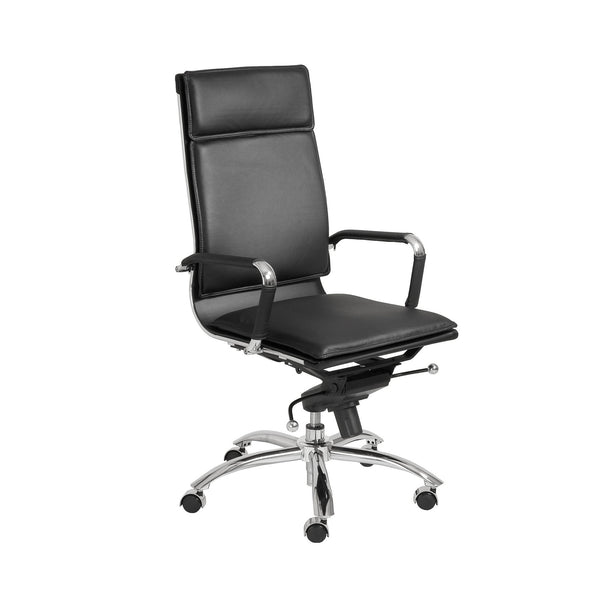 Gunar Pro High Back Executive Office Chair with Tilt Mechanism and Polished Steel Base
