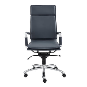 Gunar Pro High Back Executive Office Chair with Tilt Mechanism and Polished Steel Base