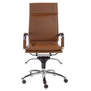 Gunar Pro High Back Executive Office Chair with Tilt Mechanism and Polished Steel Base