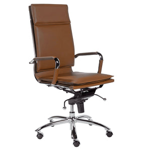 Gunar Pro High Back Executive Office Chair with Tilt Mechanism and Polished Steel Base