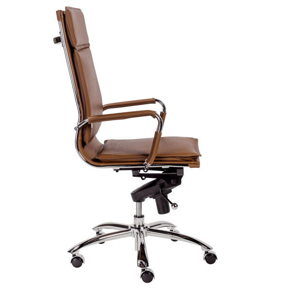 Gunar Pro High Back Executive Office Chair with Tilt Mechanism and Polished Steel Base