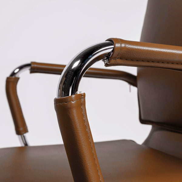 Gunar Pro High Back Executive Office Chair with Tilt Mechanism and Polished Steel Base