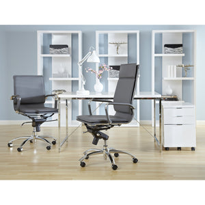 Gunar Pro High Back Executive Office Chair with Tilt Mechanism and Polished Steel Base